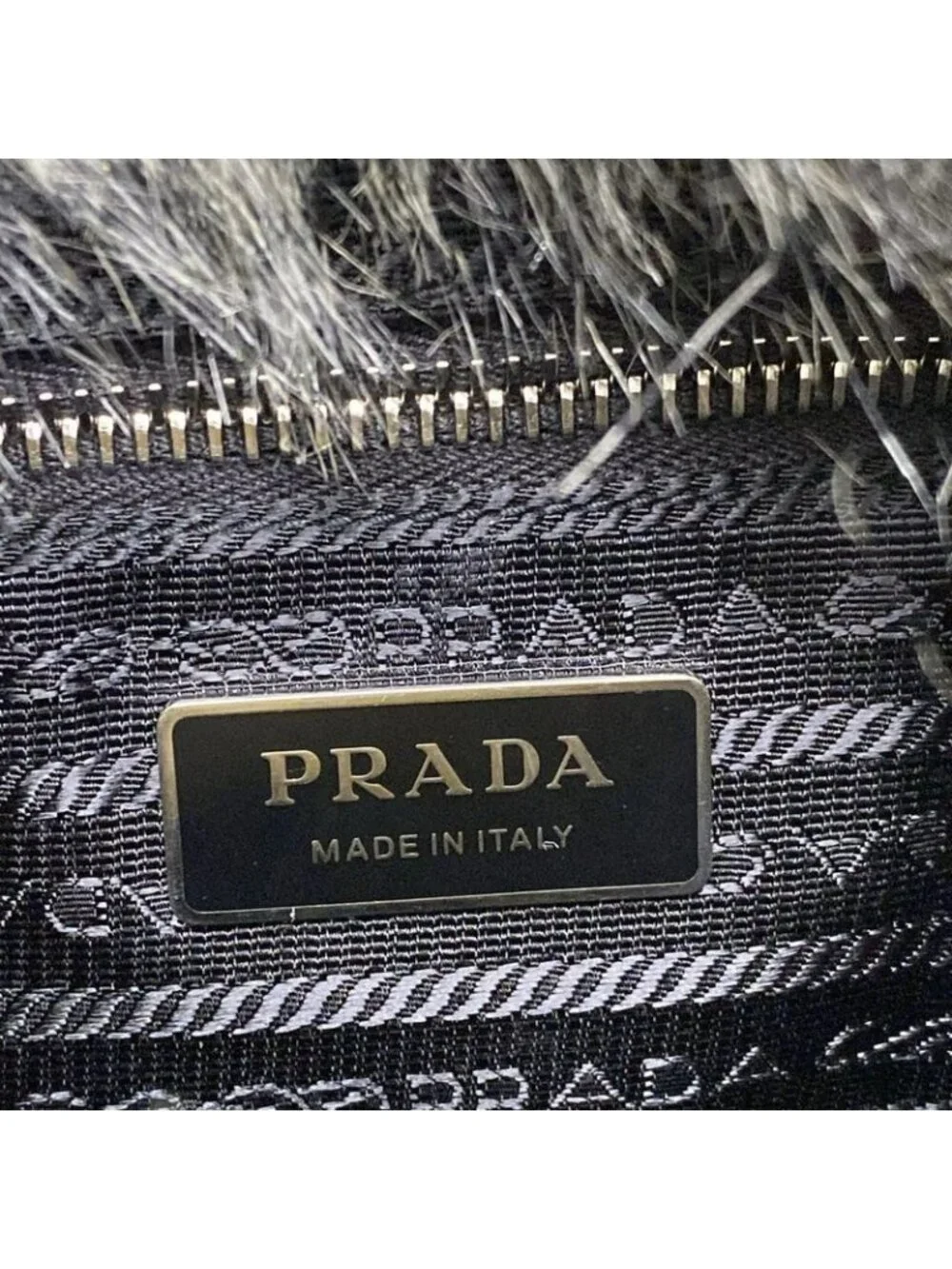 ★SOLD★ Prada Tote Ivory Black Leather Faux Fur X - Picture 9 of 15